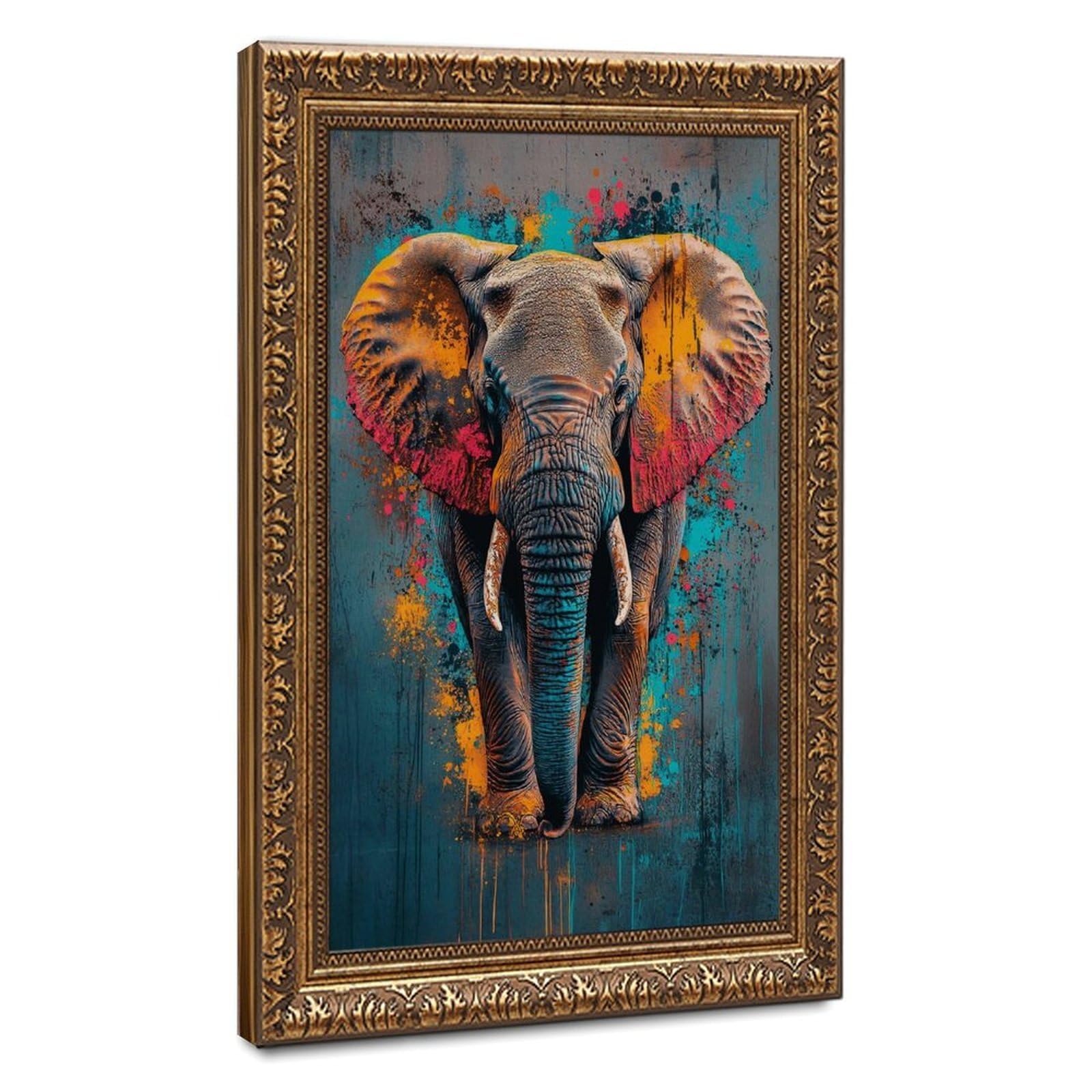 Bareronor Graffiti Elephant Canvas Poster Bedroom Decor Landscape Office Room Decor Gift 8" L X 12" W