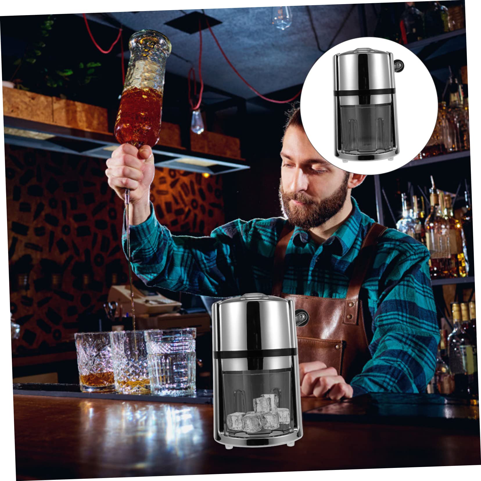 SHINEOFI 2 Piezas Trituradora de Hielo Manual Portátil Máquina para Granizados y Casa con Cuchillas de Inoxidable para Bebidas Refrescantes y Cócteles Familiares