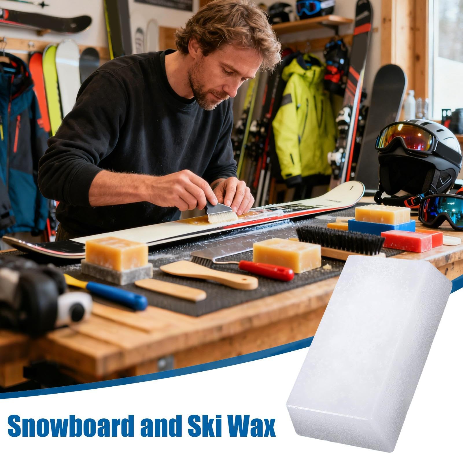 Kit de Mantenimiento para Esquí y Snowboard Universal con Cepillo de Limpieza y Bloque de Nieve