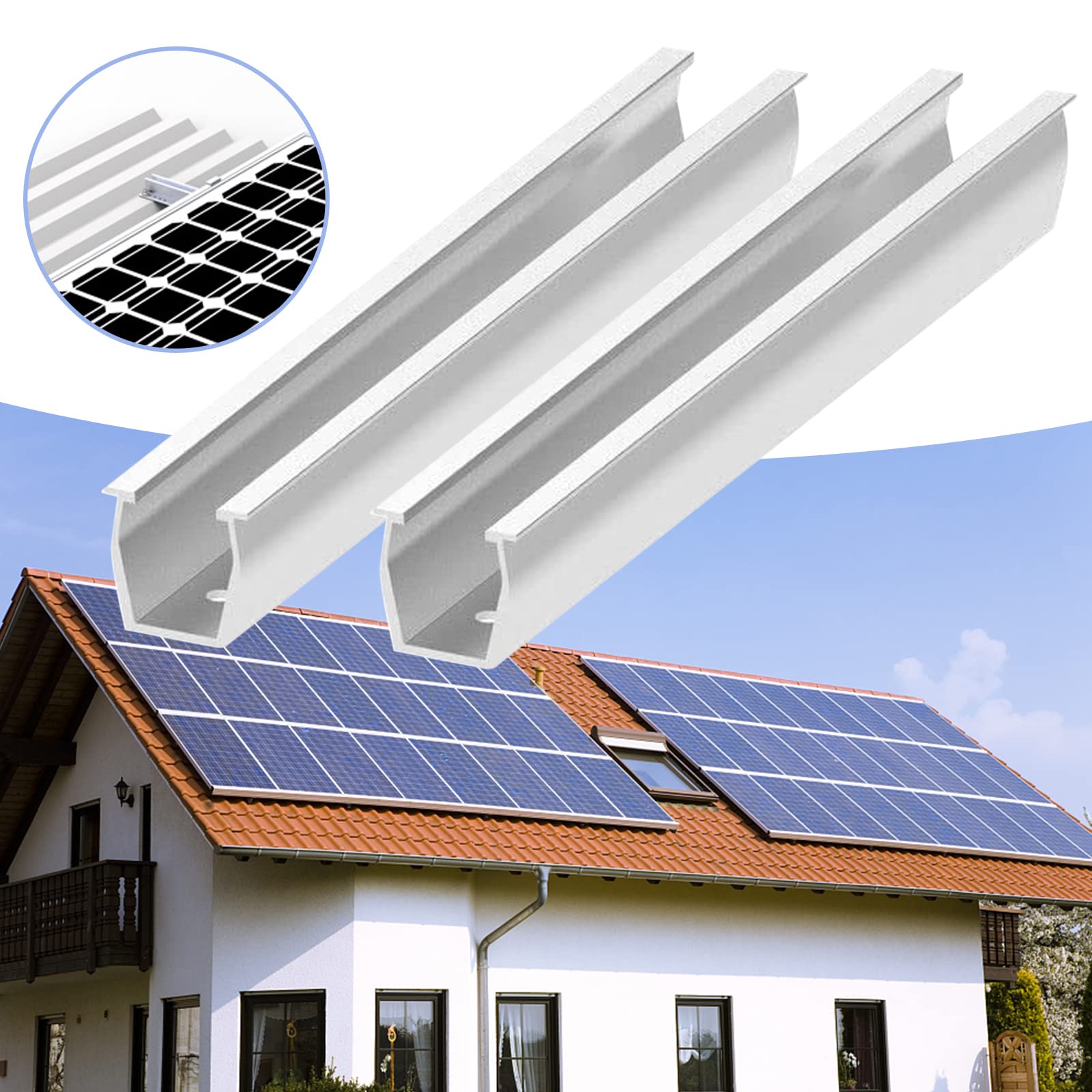 RANRAO Zonnepaneel PV Montage Rail Kit Zonnepaneel Accessoires voor dak Balkon Power Plant Zonnepaneel Armatuur voor Zonnepaneel PVsysteem Set voor Zonnepaneel Hoogte 35 mm Rail Lengte 300mm