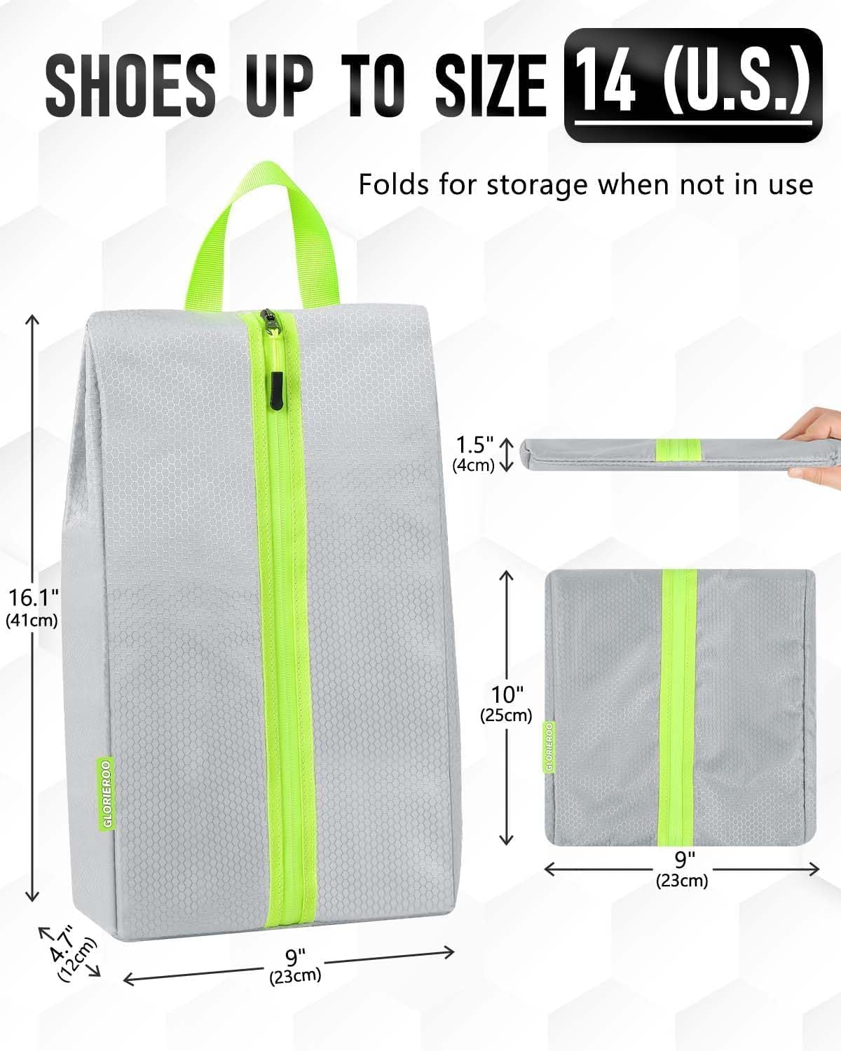 Smell Proof Shoe Bags for Travel-Soccer Cleat Bag Smell Proof with Active Carbon Fabric | Odor-Absorbing Water-Resistant Track Shoe bags for Sports (Grey, UP TO US14) - Image 3