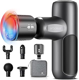arboleaf Mini Thermacool Massage Gun, Heat and Cool Muscle Massager for Back Pain Relief, Hot Cold Percussion Massage, Heated Travel Massager Handheld Quiet, Gifts for Him Her