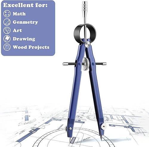 Miniatura 4 de Brújula de geometría profesional, brújula de metal, herramienta de dibujo de brújula, brújula de dibujo, brújula de dibujo con recargas adicionales