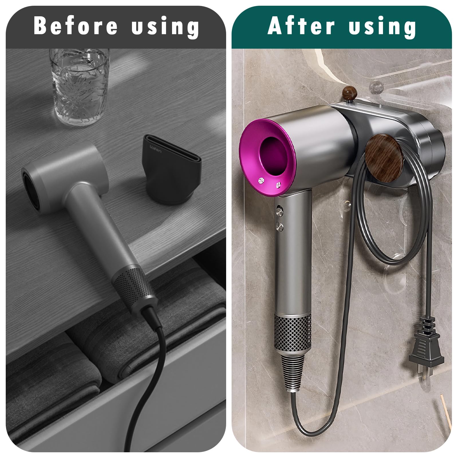 Support mural adhésif pour sèche - cheveux sans percage, compatible Dyson, pour salle de bain(Argent) | Leroy Merlin
