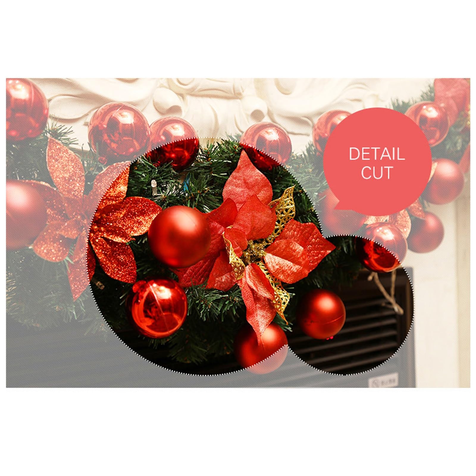 Guirnaldas navideñas Artificiales y tupidas, Decoraciones for Chimenea, decoración navideña en la, Puerta Delantera, Interior Exterior, sin Cadena de luz(Red,120cm/47.2in)