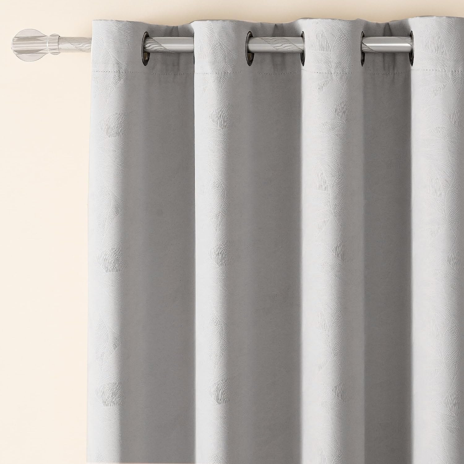 Ivory 86x53 inch1(218x134cm) Blackout Embossed Curtains | Thermal Insulated | Room Darkening | Noise Reducing | UV Protection Window Drapes | Home & Office Décor Set of 2 Panel