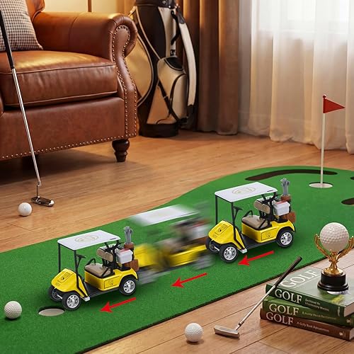 Miniatura 4 de 9 piezas de 5.3 pulgadas modelo de carrito de golf de juguete y 30 pelotas de práctica para fiestas de golf, centros de mesa, decoraciones para