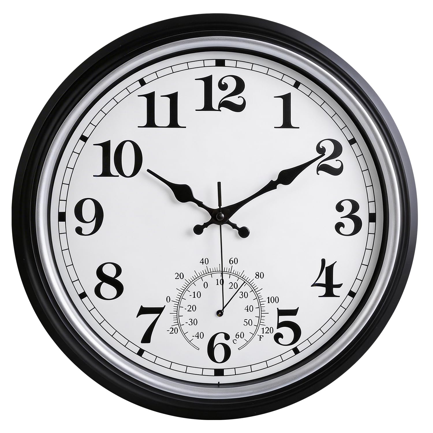 Photo 1 of 16 Inch Large Outdoor Clock Retro Waterproof Clock Non-Ticking, Black