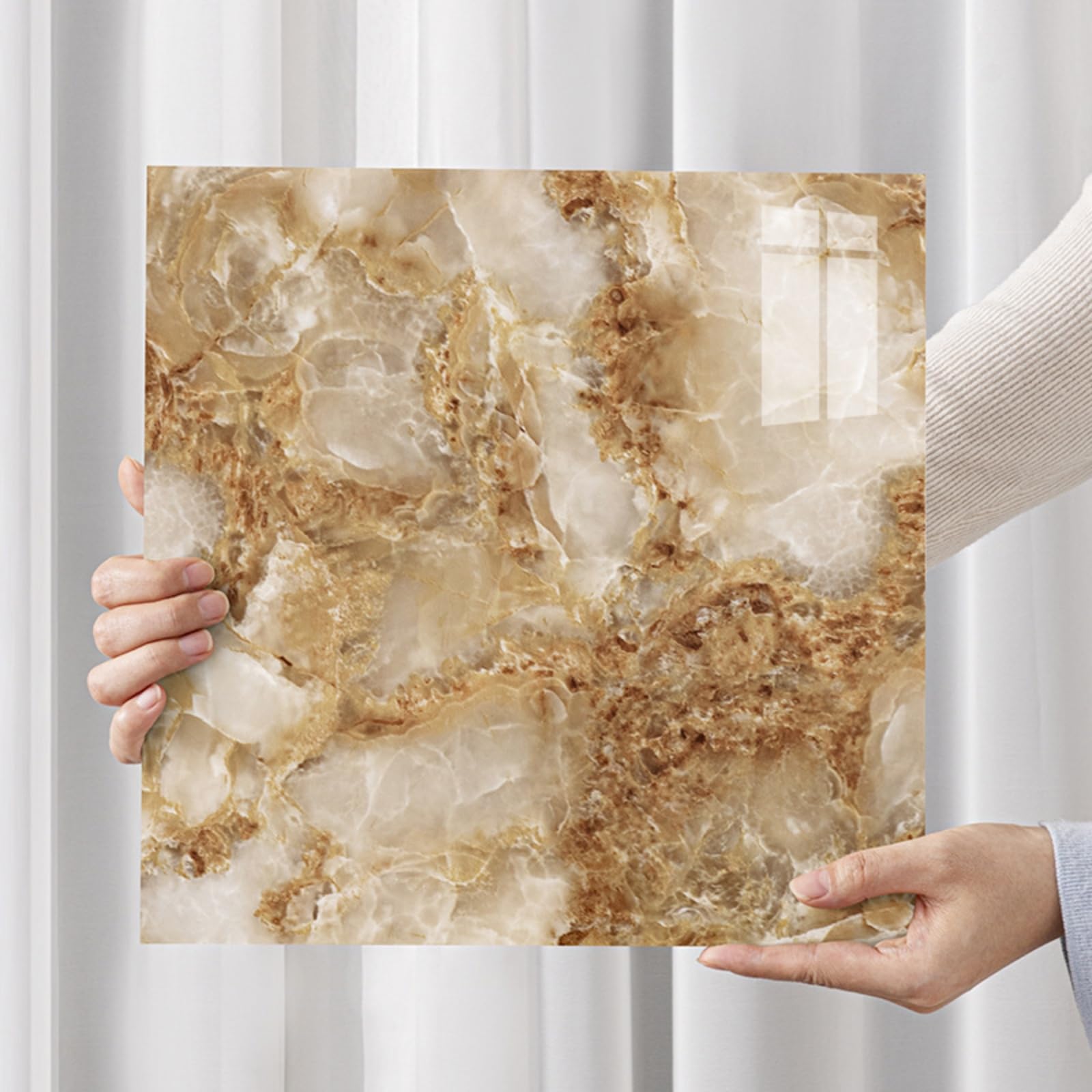 30x30cm 3D Marble Wall Stickers, 2.5mm Thick XPE Foam Self-Adhesive Panels, Waterproof Peel and Stick Tile for Kitchen Bathroom Bedroom (20pcs-30x30cm,8825)
