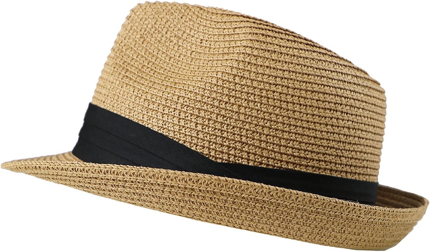 OVOYKids Boys-Fedoras Summer-Beach Straw-Trilby Sunhat Short-Brim Panama Hat