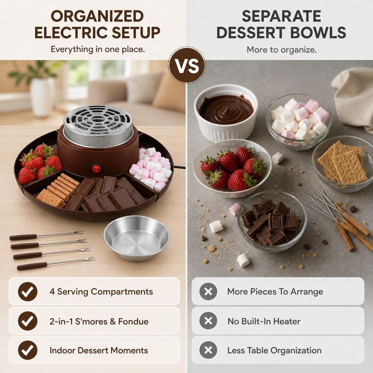 Juego de fondue de chocolate y máquina for hacer S'mores 2 en 1