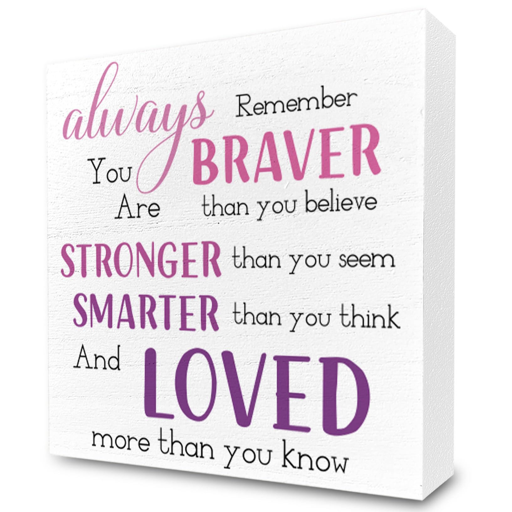 Always Remember You Are Positive Wooden Sign, Inspirational Office Desk Decor for Women, 6x6x0.6 Inches