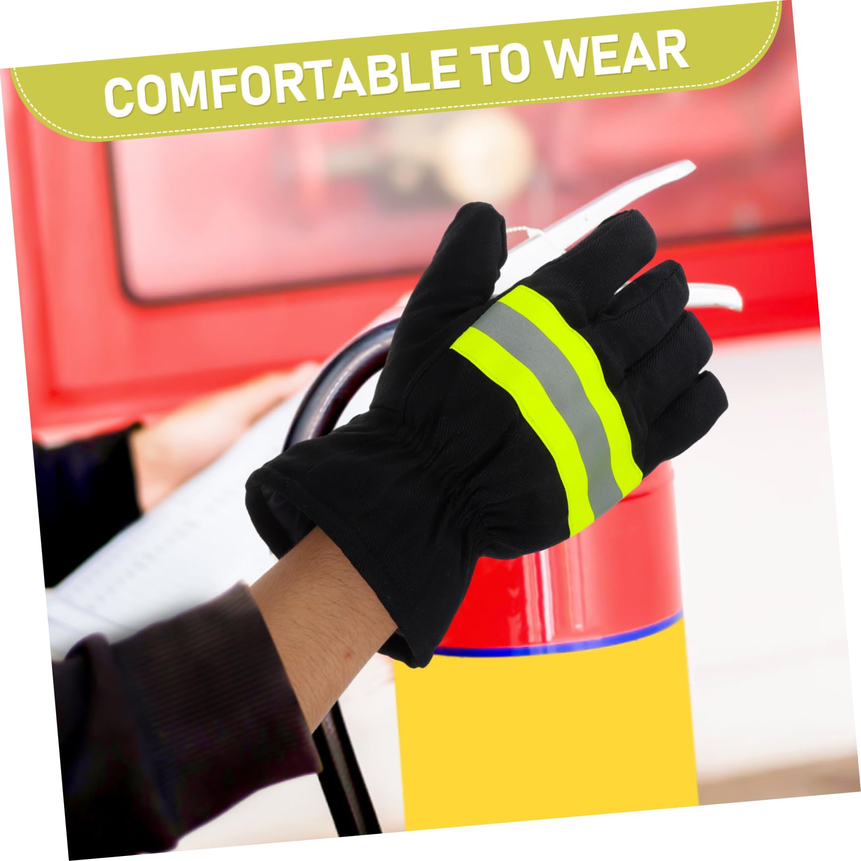 SOLUSTRE 2paare Feuerwehrhandschuhe Hitzebeständig Isolierend Für Feuerwehrleute Schutzkleidung