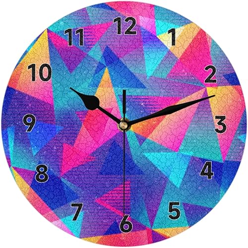Reloj de pared con diseño de arco iris geométrico, silencioso, redondo, funciona con pilas, decoración moderna del hogar para sala de estar,