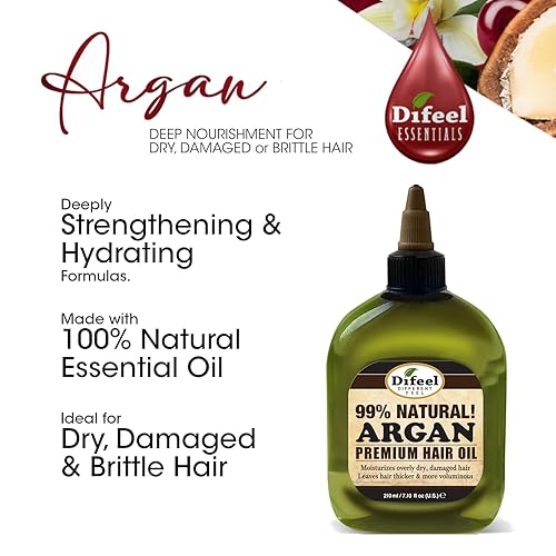 Miniatura 3 de Difeel Aceite natural prémium para el cabello, aceite de argán, 7.1 onzas (paquete de 2)