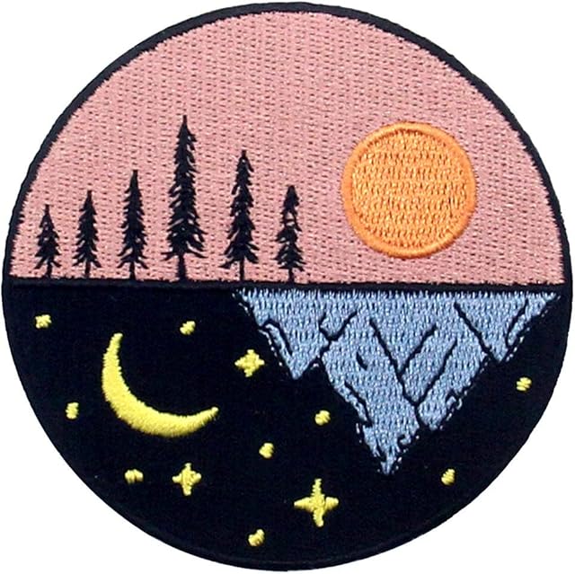 ZEGIN Day and Night Explore Outdoor Patch Embroidered Applique Badge Iron On Sew On Emblem