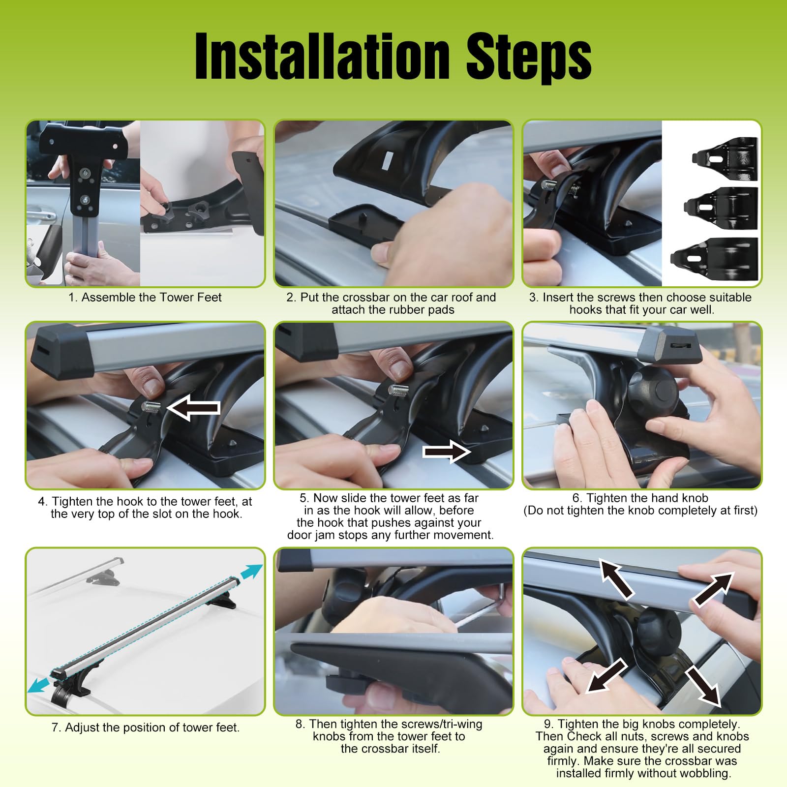 Universal Car Roof Rack 42.91in-44.88in, Heavy-Duty Aluminum Adjustable Roof Rack Cross Bars for Kayak, Bike, Luggage, Roof Rails with Theft Lock for Bare Roof Cars, 165lbs Load Capacity (47.24")