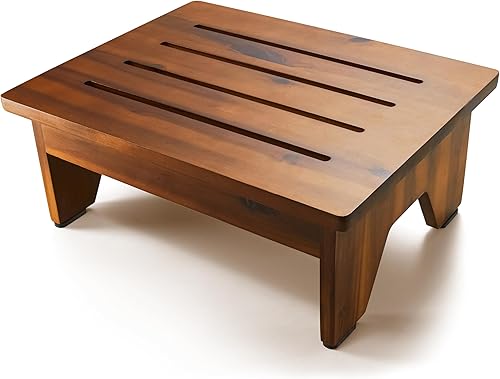 Holana Taburete One Step para adultos de 6.5 pulgadas, taburetes de madera para camas altas, taburete de seguridad de 550 libras, ayuda de baño para