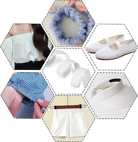 Miniatura 41 de Lydia's Deal Cordón elástico de 1/8 de pulgada (0.118 in) x 50 yardas, bandas elásticas para tejer, costura, manualidades, banda para las orejas