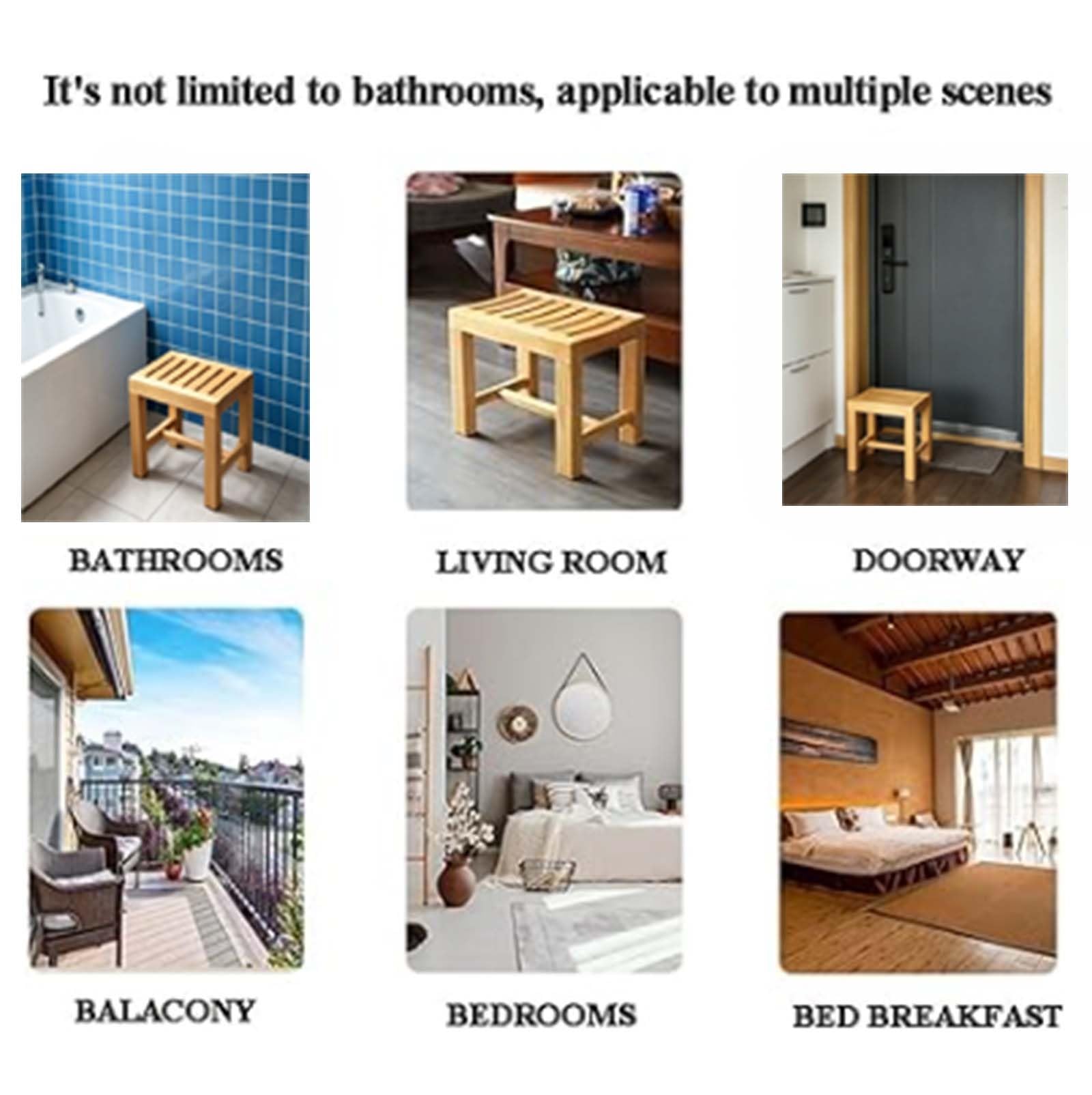 Taburete Ducha, Impermeable banqueta baño，Madera Maciza Antideslizante, Ancianos sillas para la Ducha para hoteles, saunas, spas, Personas Mayores