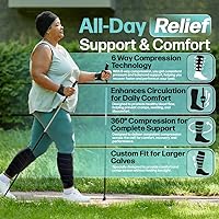 Vista 2 de Envoltura de compresión ajustable para linfedema de pantorrilla para hinchazón, edema, lipedema, circulación, pesadez, dolor, fácil de poner