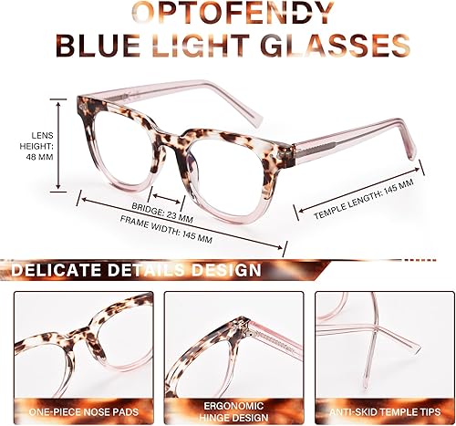 Miniatura 4 de OPTOFENDY Lentes de gran tamaño con bloqueo de luz azul para mujer, antifatiga ocular y protección UV, anteojos cuadrados para computadora