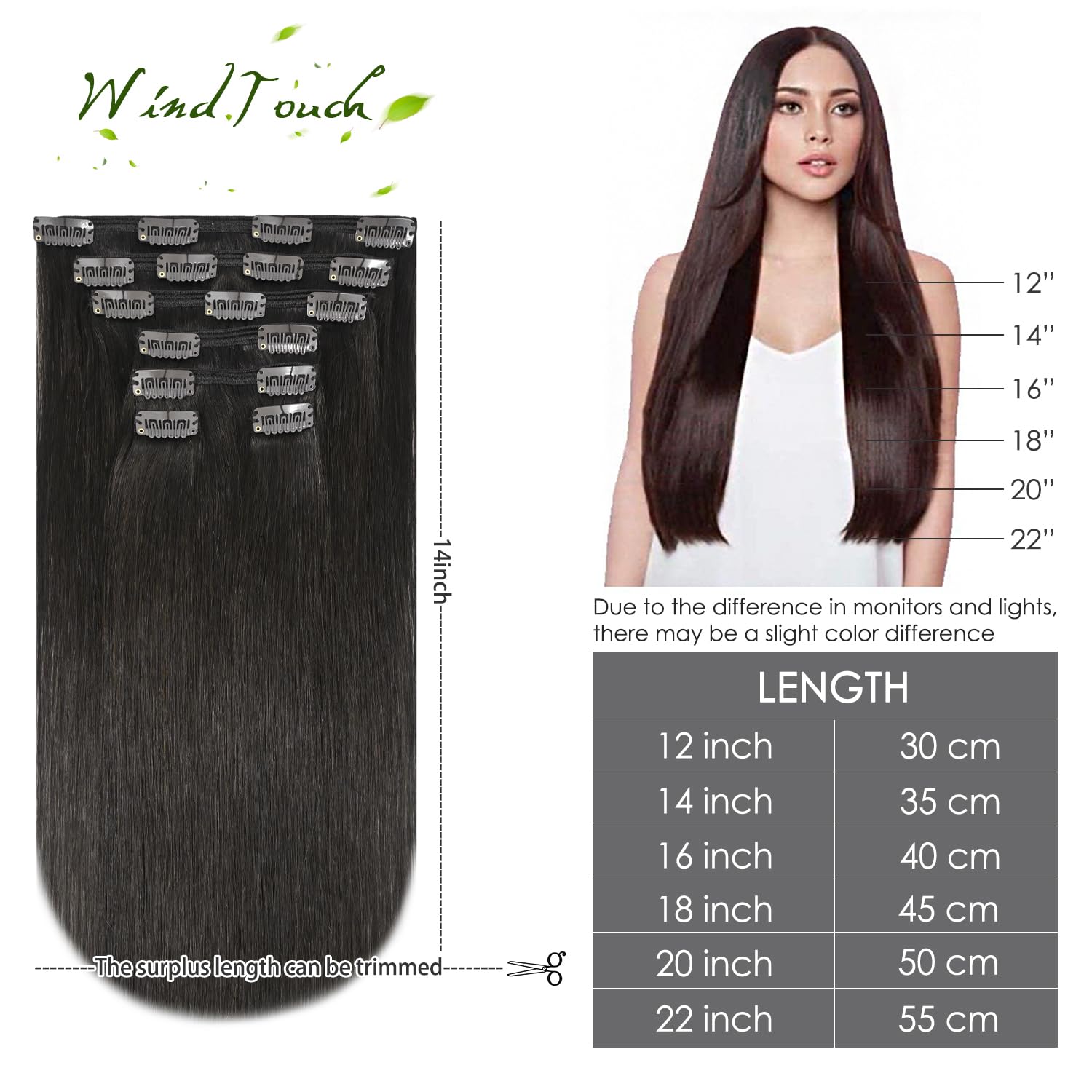 WindTouch Clip in Hair Extensions Human Hair, 15 Inch 75g #4 Medium Brown Hair Extensions for Women Real Human Hair Clip in, Remy Human Hair Extensions Clip ins, Soft Natural Straight — view 65