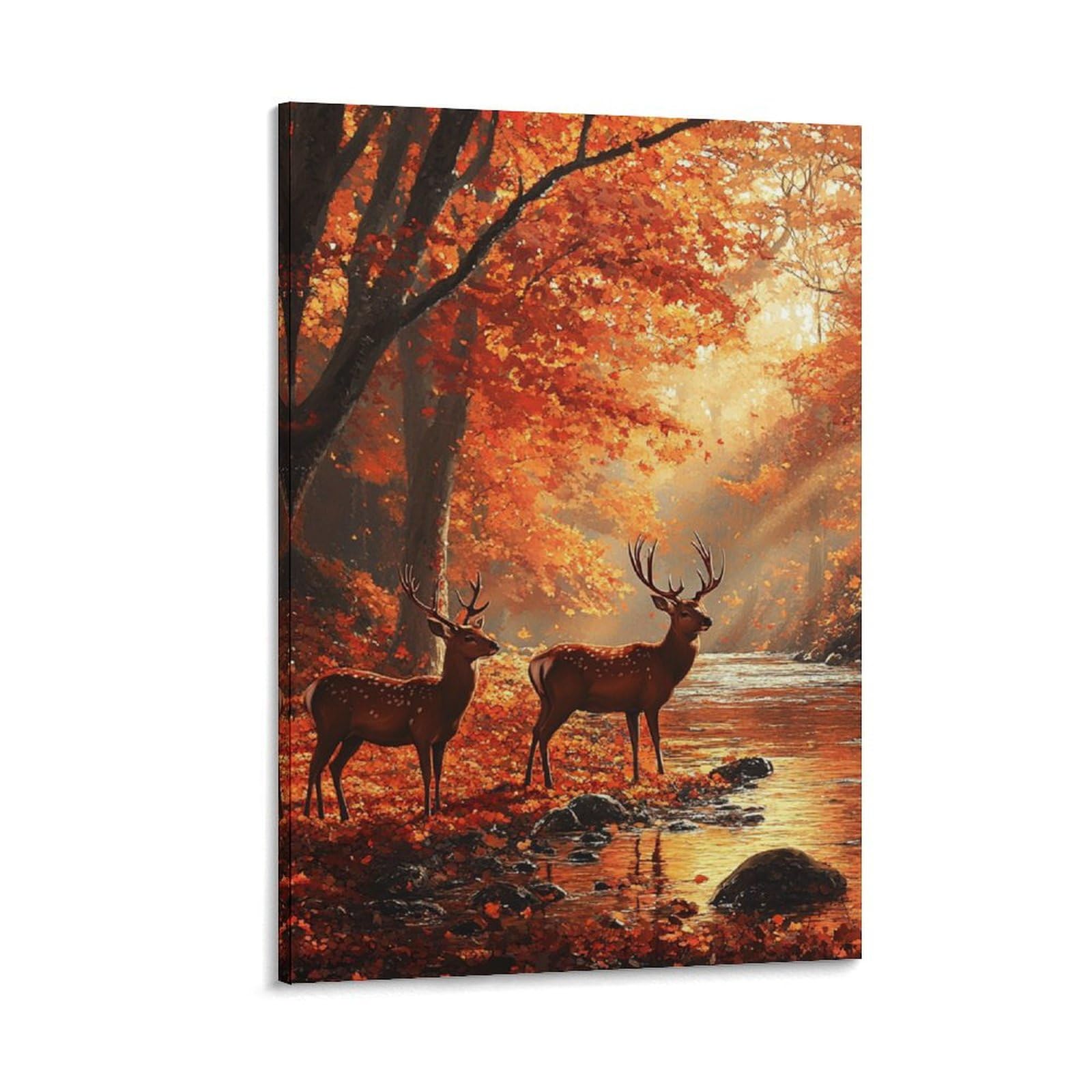 GAOYUCHUN Deer in An Autumn Forest Canvas for Home Decor Modern Bathroom Office for Bathroom Living Room Bedroom Canvas Wall Art Ready to Hang 08x12inch(20x30cm)