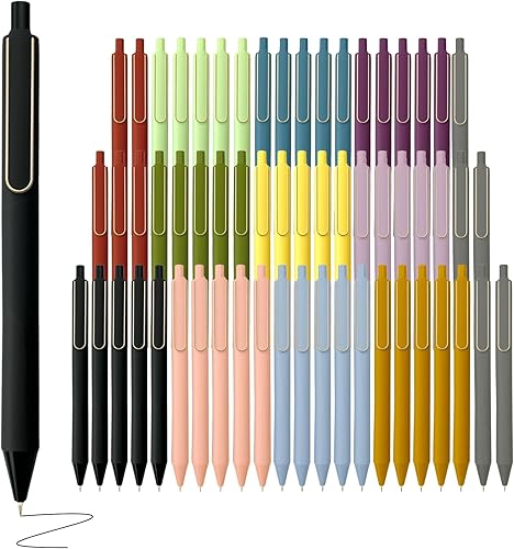 Bolígrafos a granel, 60 bolígrafos de gel de tinta negra, punta fina de 0.020 in, escribe suavemente sin saltar tinta, bolígrafos retráctiles al por