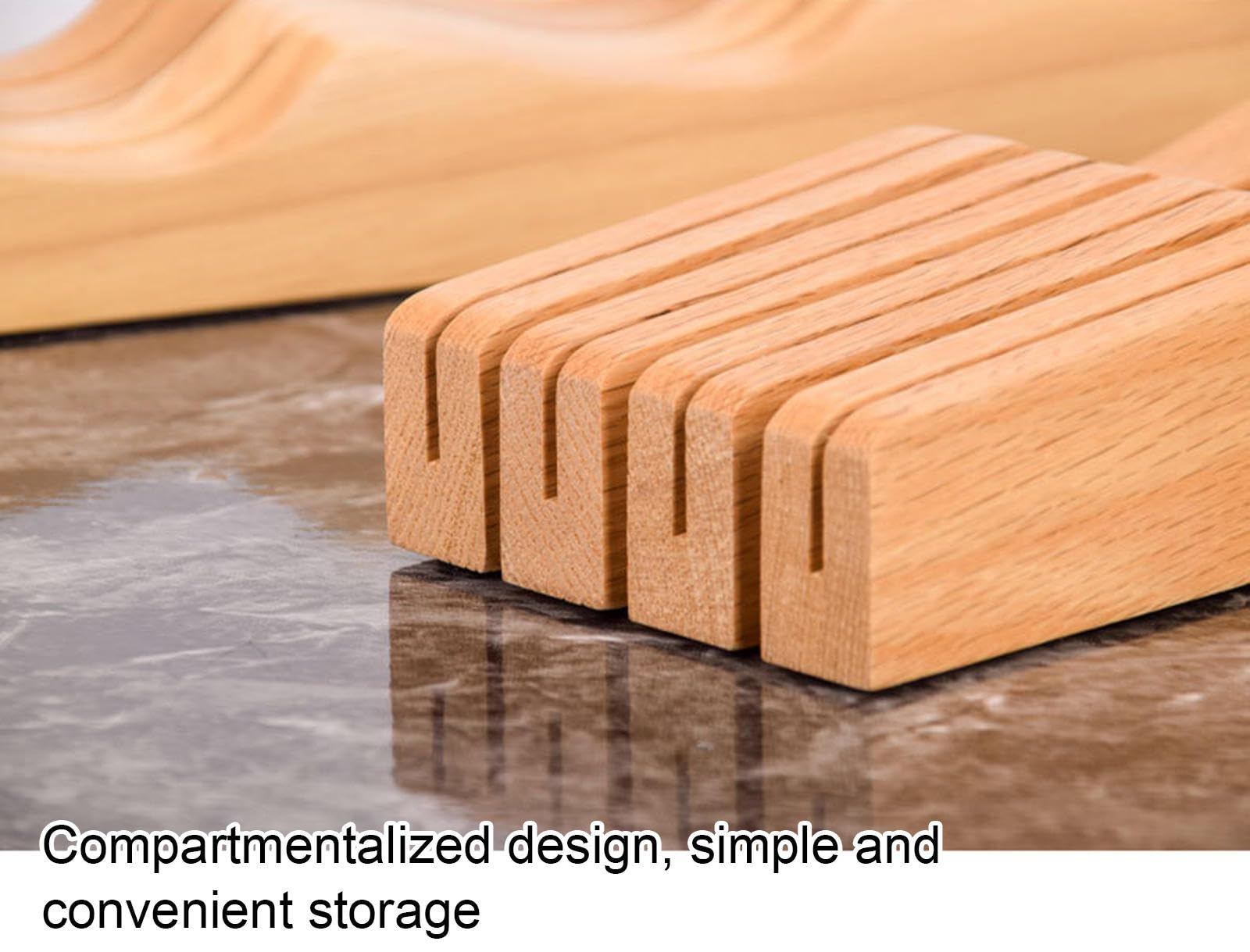 VIDECOR Bloque de Cuchillos para Cajón de Roble - Superficie de Trabajo de Cocina de Roble o Soporte para Cuchillos de Cajón - Almacenamiento Organizador de Inserción de Cajón de Cubiertos,rubberwood