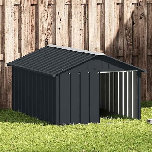 Foto 2 de 8 de vidaXL Casa Perros Acero galvanizado Gris Antracita 116,5x153x81,5 cm