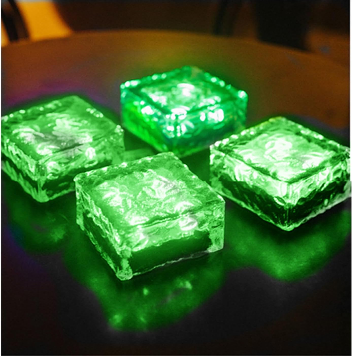 Outdoor 4 Pack Ice Cube Bricks Rocks Lights Solar Powered LED In Ground Pathways Patio Yard Garden Glow Lights Decor