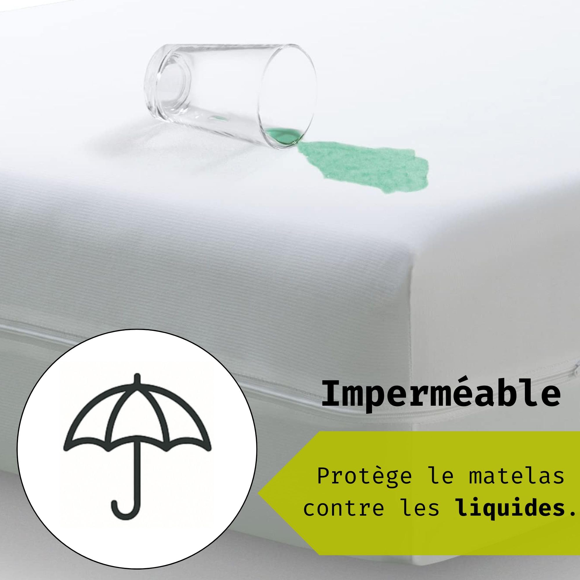 Tural Housse de Matelas 160x200cm Anti-acariens Respirant Certifié Oeko-TEX Alèse Imperméable Blanc