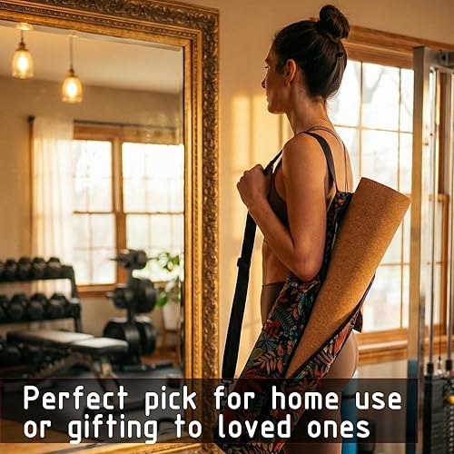 Miniatura 9 de Tapete de yoga de corcho, 72 x 27, antideslizante, bolsa de esterilla impermeable, tapete de ejercicio ecológico para yoga caliente, gimnasio,