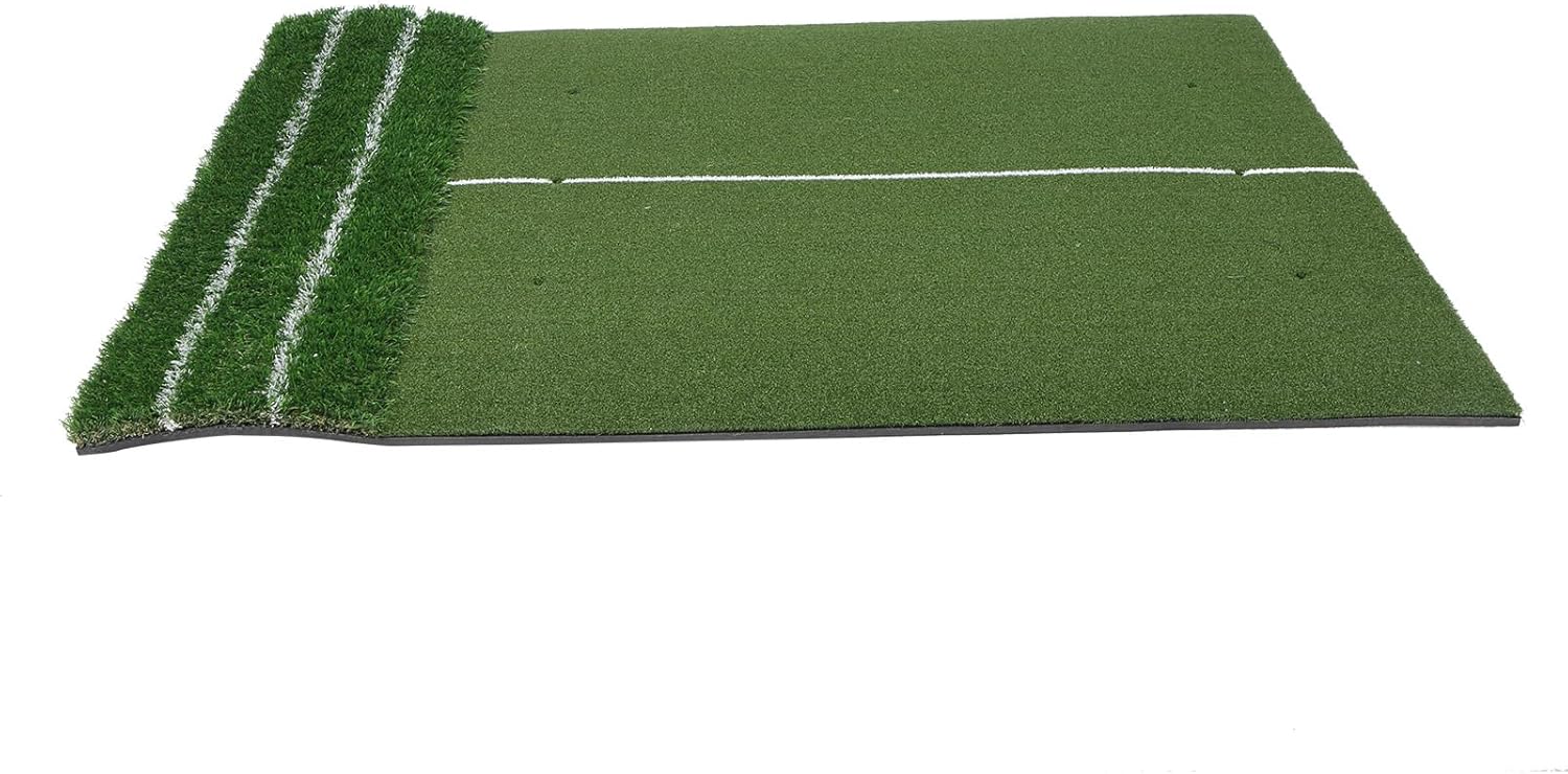 Golf Putting Training Mat 10mm EVA Base 1.2x1.5m Dual Turf Golf Hitting Mat with Alignment Aid Gifts for Men Women Home