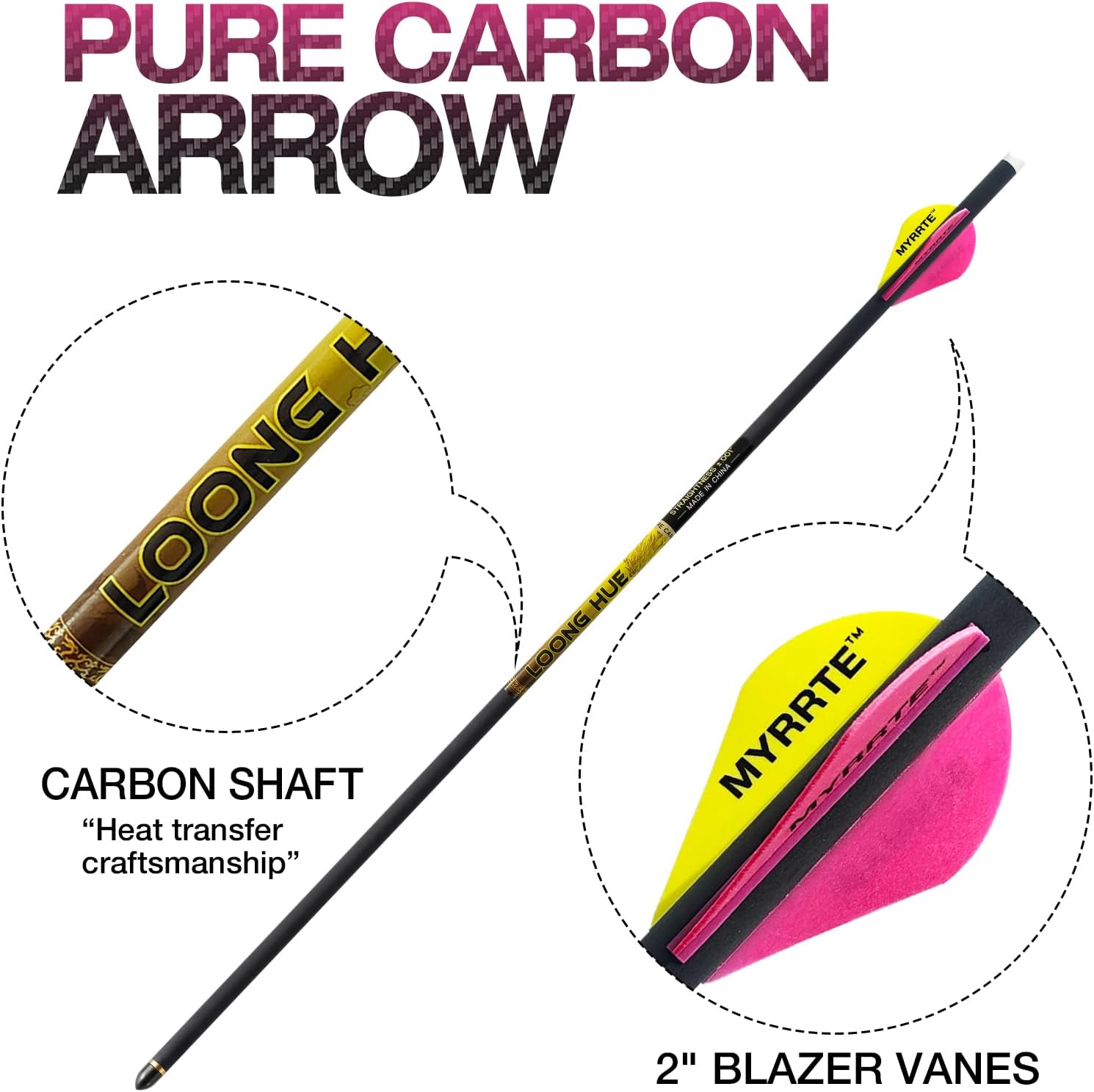 Crossbow Arrows 20 inch Crossbow Bolts ±.001/003 Straightness Hunting Carbon Arrows for Crossbow Half-Moon Nocks Archery Practice Training Arrows(Pack of 6/12)