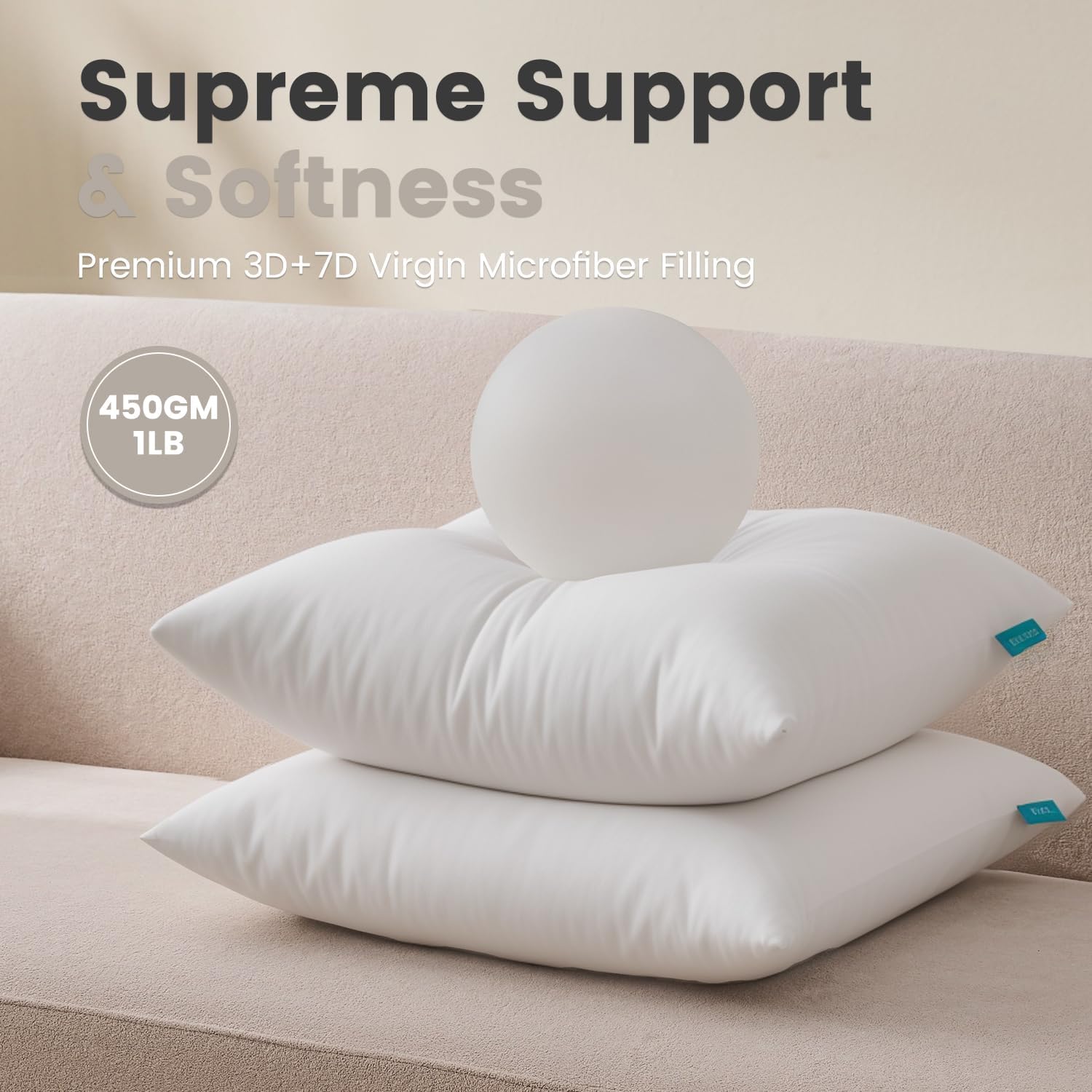 QUIETSEA 12x20 Pillow Inserts, Pack of 2 Lumbar Throw Pillow Inserts, Fluffy and Soft Rectangle Decorative Pillows for Bed, Couch and Sofa