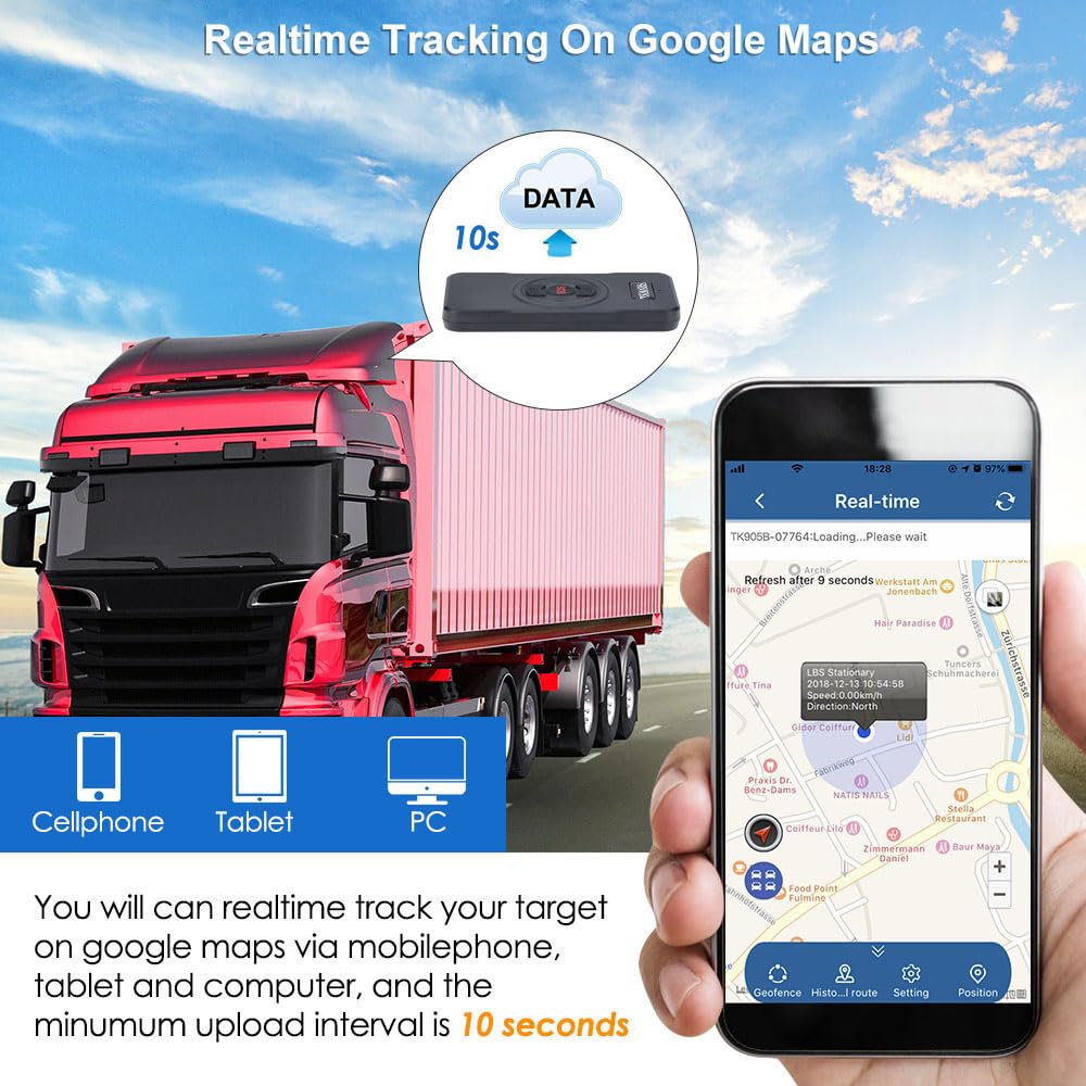 TKMARS Localizzatore GPS per Auto GPS Tracker con APP Conversazione Bidirezionale Tempo di standby 5000 mah con SOS per Aiuto Impermeabile Geofencing Smart Alarm Sensore di Temperatura