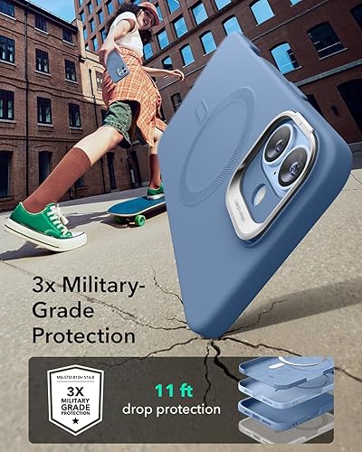 Vista 159 de ESR - Funda para iPhone 15 compatible con MagSafe, funda protectora de grado militar con soporte integrado, cubierta trasera resistente a