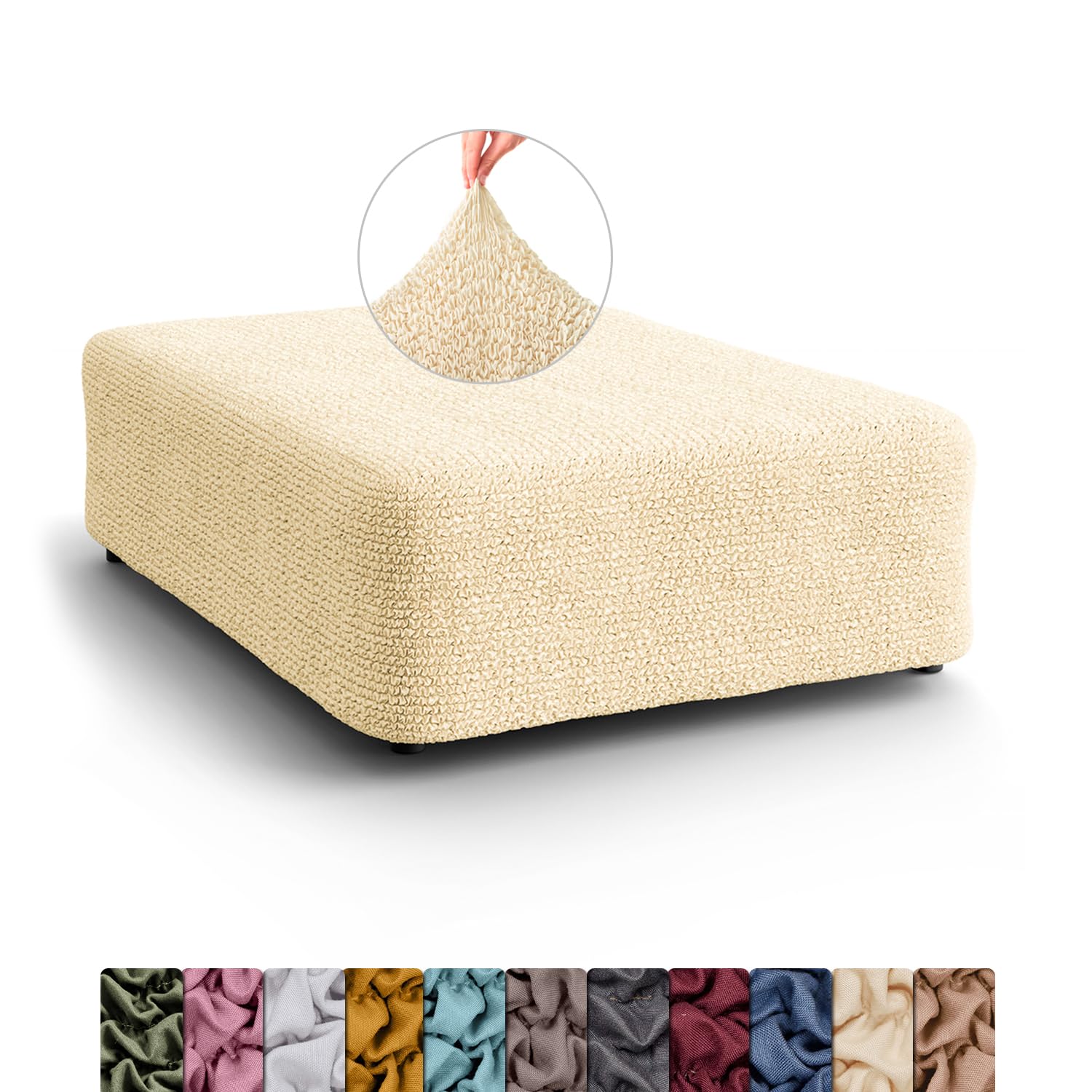 Menotti 3 Seater Couch Cover - Sofa Cover - Sofa Protector - Soft Polyester Fabric Slipcover - 1-Piece Form Fit Stretch Elastic Stylish Furniture Cover - Microfibra - Grey (3 Seater) — view 85