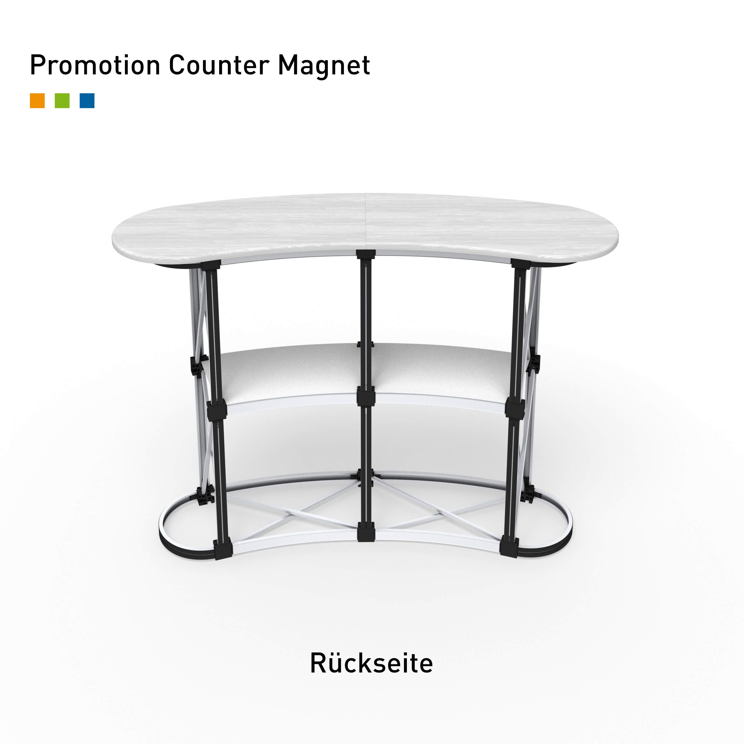 Vispronet® Promotion Counter Magnet ✓ 130 x 100 cm ✓ Promotiontheke ✓ Verkaufstheke ✓ Messetheke ✓ Holztischplatte ✓ inkl. Trolleytasche (Tischplatte Weiß)