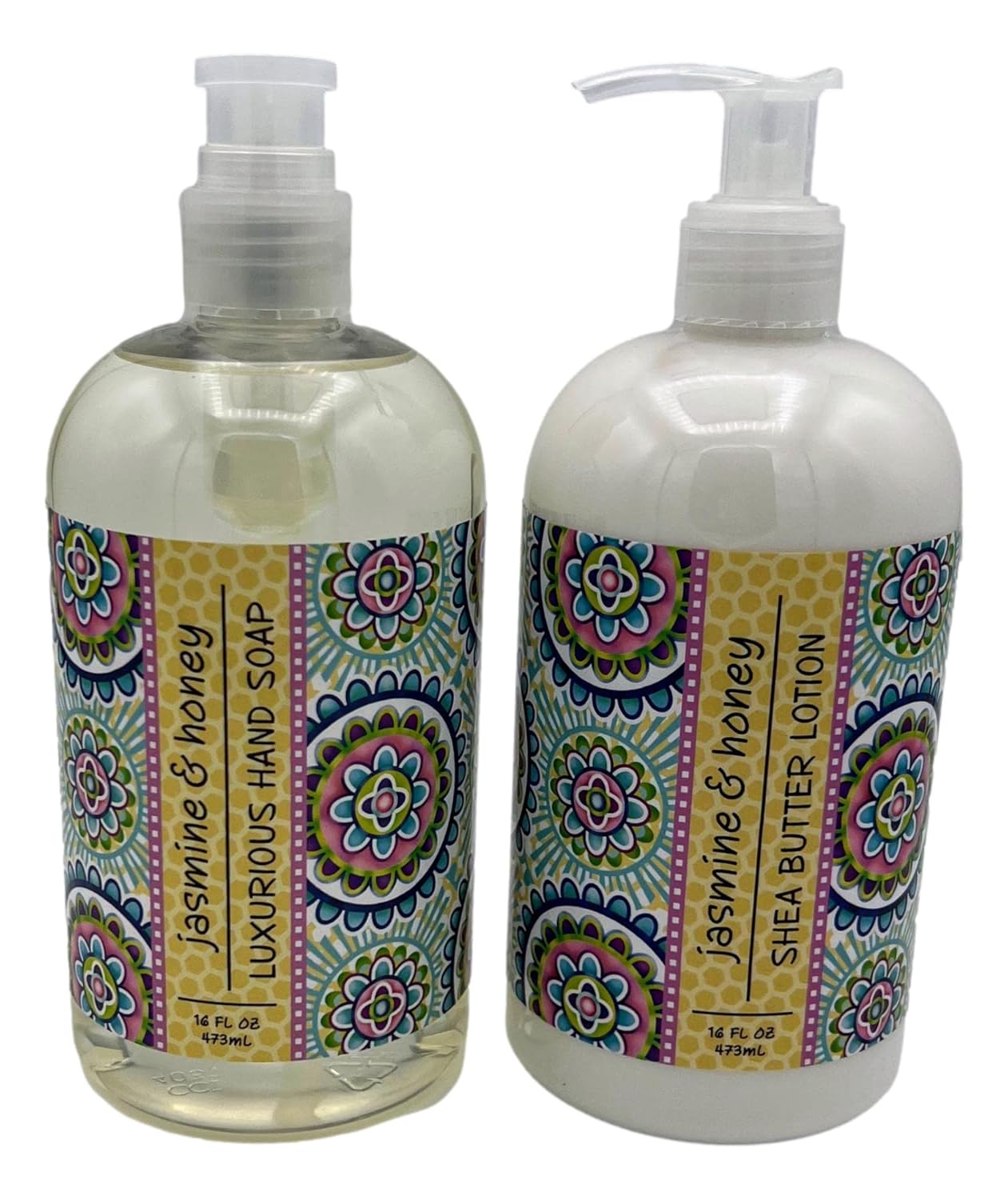Greenwich Bay Trading Co, Jasmine and Honey Hand Soap and Shea Butter Lotion Set, 16 Ounces Each