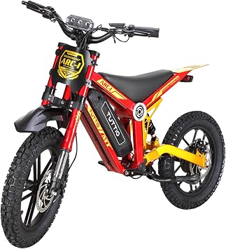 TUTTIO ARC Electric Bike for Kids 5+, 750W Motor & 36V Battery, 5 Speeds | Mini Electric Motorcycle, 7-22Mph & 25Miles Range, 16" Fat Tire & Full Suspension for All-terrain, 165Lbs Load for Boys Girls