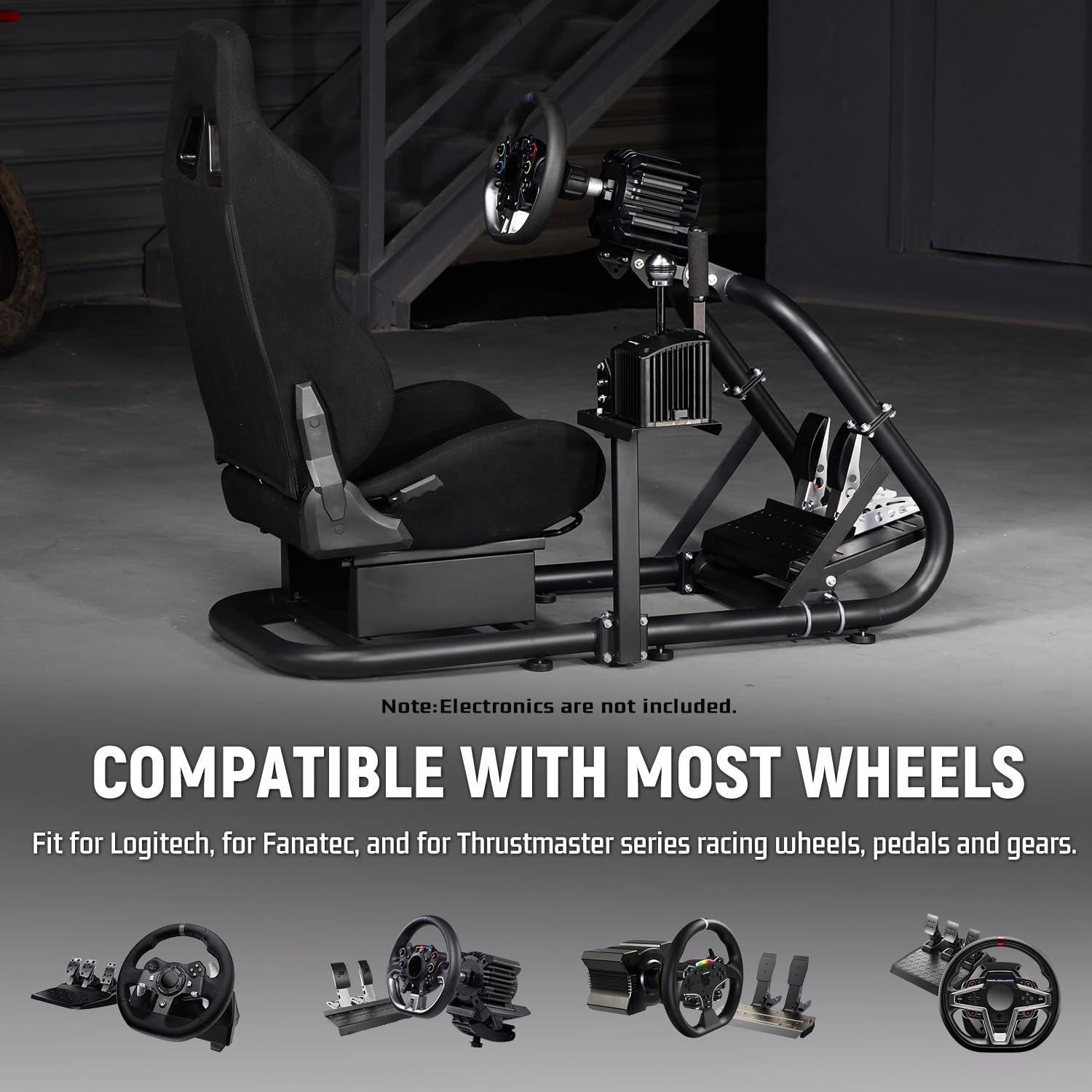 Dardoo Rennsimulator Cockpit with Large Round Tube lenkradständer Rennsitz Adjustable passend für Logitech G25 G27 G29 G920, für Thrustmaster, für Fanatec without Steering Wheel, Pedal and Shifter