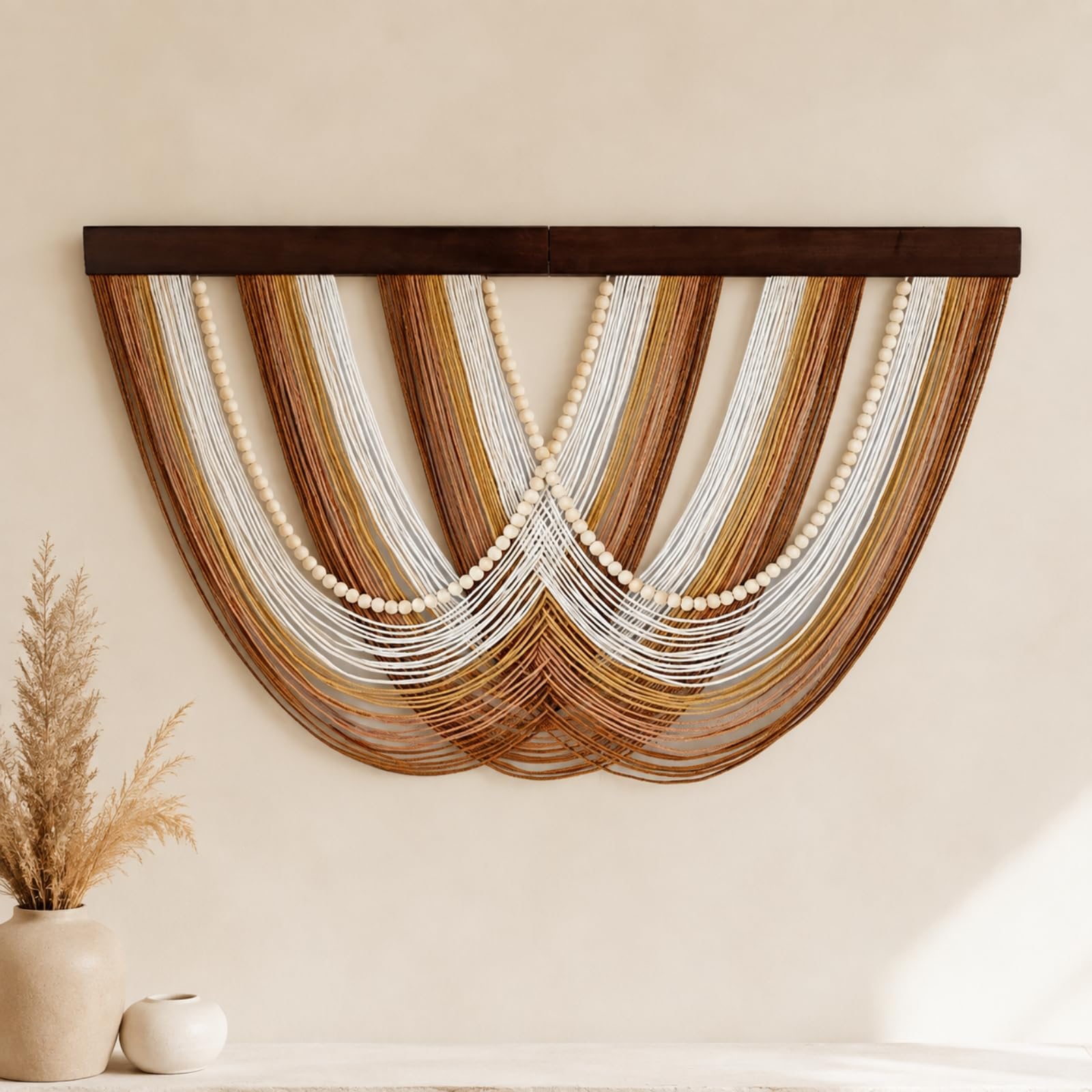 MotiveTech Tapiz Algodón Rectangular Tapiz Pared con Madera Moderno para Dormitorio,