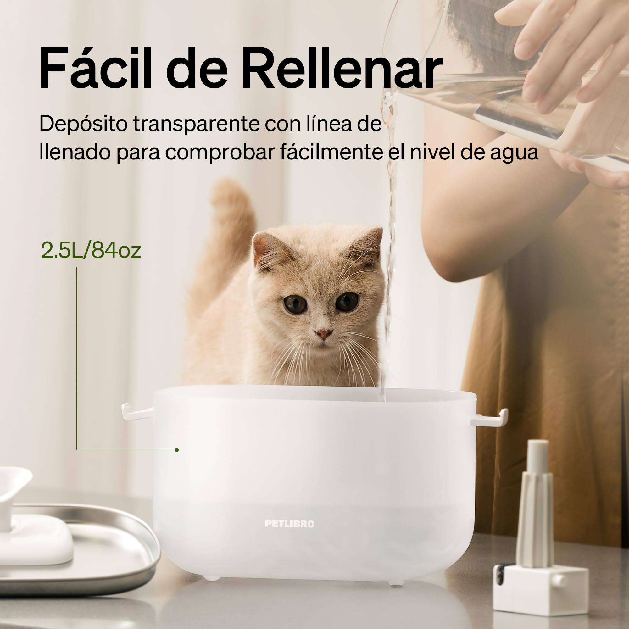 PETLIBRO - Fuente de Agua para Gatos con Bomba inalámbrica n.º 1 de Acero Inoxidable Dockstream – Limpieza fácil, 23 DB – Ultra silenciosa – Dos Modos de Consumo, Libre de BPA – 2,5 l
