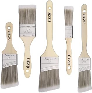 JIZZU Malerpinsel Set, 5 Stück Pinselset Holzgriffpinsel Glanzpinsel für Farbe, Ölmalerei, Beize, Leim, Kleber, Geeignet zum Fechten, Dekorieren