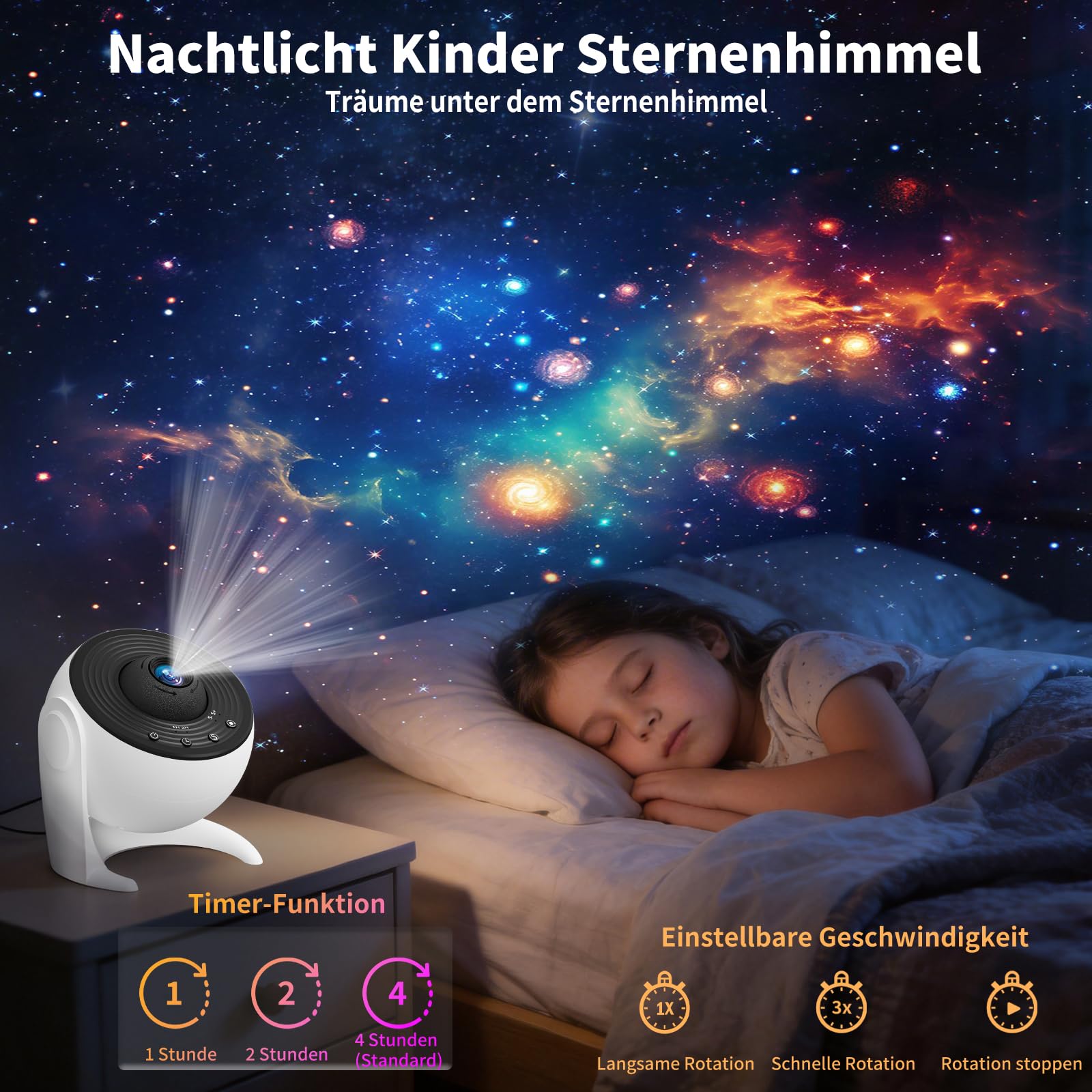 FlyLily Sternenhimmel Projektor Galaxy Projektor Sternenhimmel Schwarz&Weiß | Sternenhimmel mit Timer, Nachtlicht Drehbar, Nordlicht Lampe für Kinder Erwachsene Geschenk, 13 in 1 Zimmerplanetarium