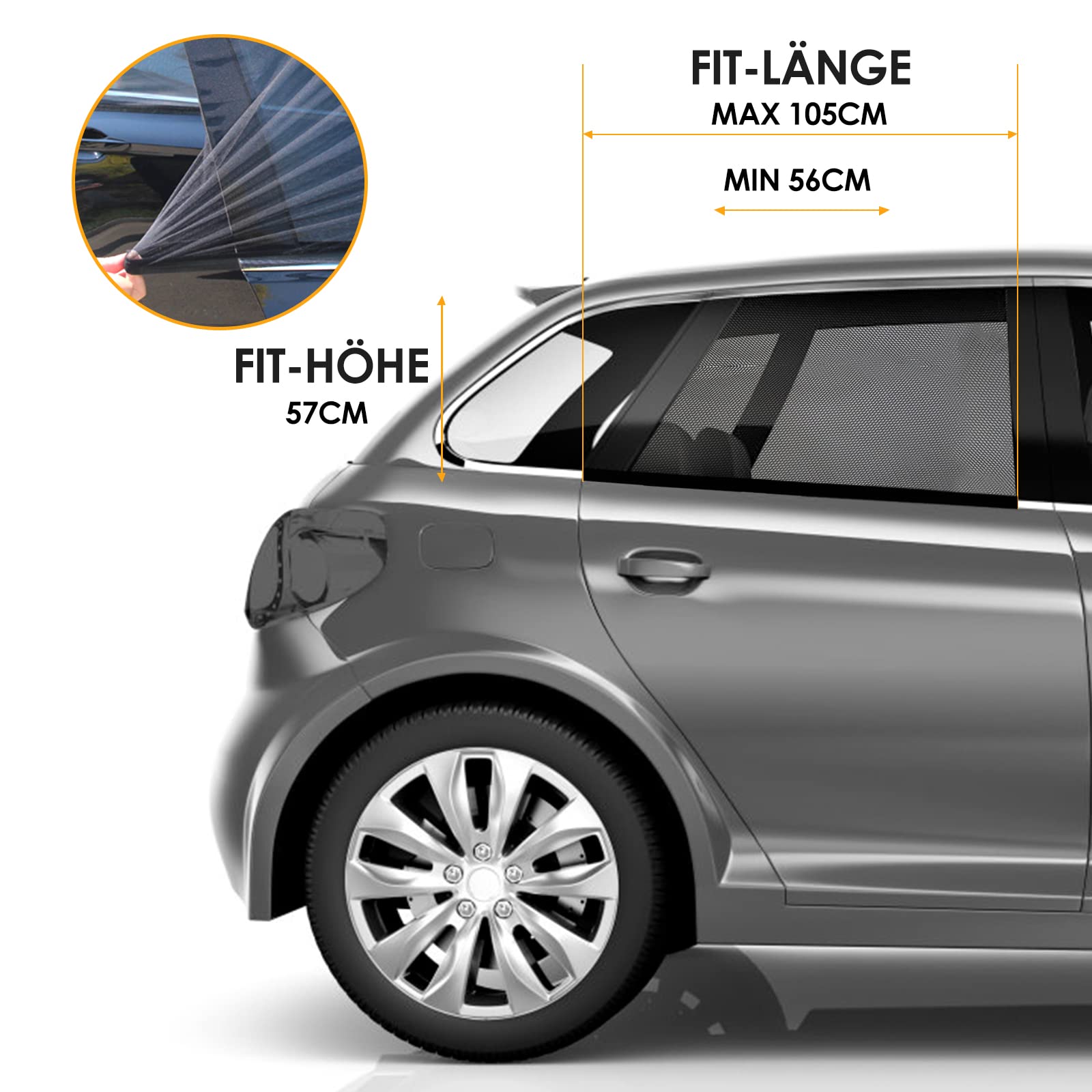 BOZILY Sonnenschutz Auto 4-tlg | Dehnbare Seitenfenster Blenden Für Kinder & Baby