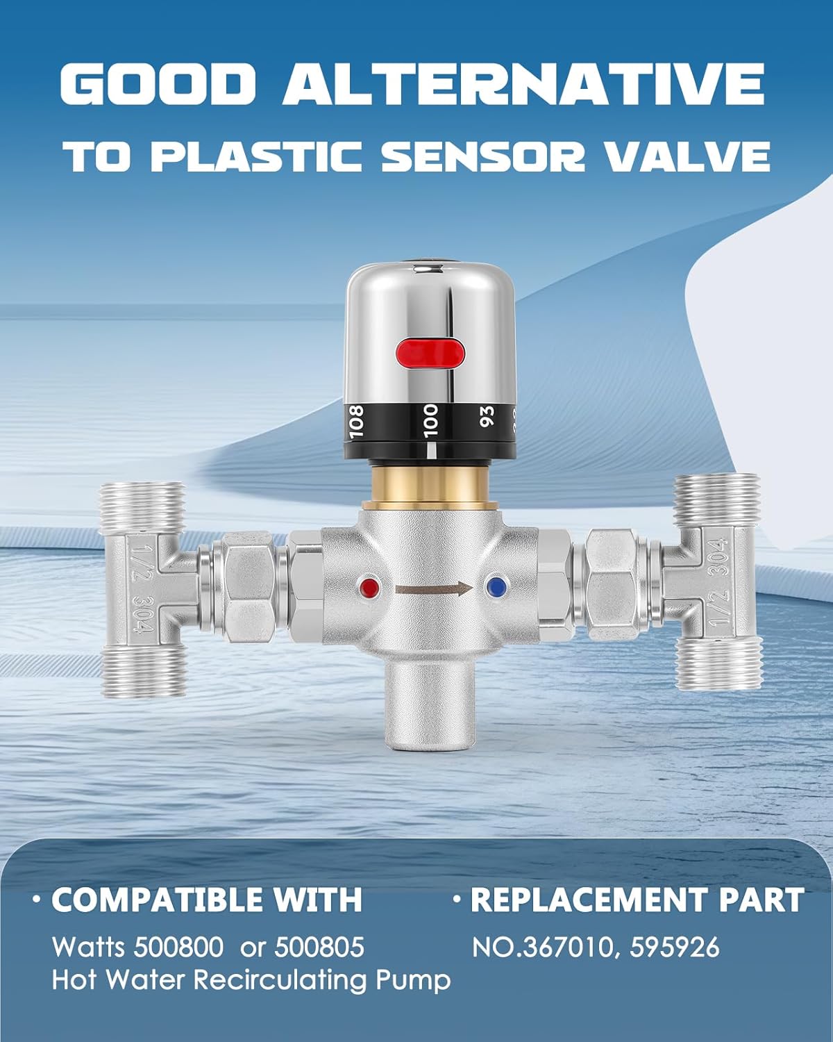Instant Hot Water Recirculating Pump with Stainless Steel Adjustable Bypass Valve Kit for Tank Water Heaters Circulator Pump with Upgraded Timer Water Recirculating System with Complete Kit